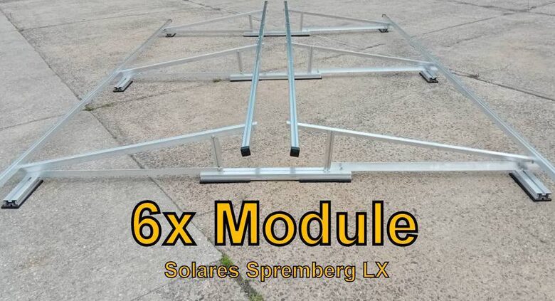 Komplettlösung Ost/West Aufständerung für 6x Module vertikal / hochkant LX6 für Flachdach Kiesdach Gründach / 10-15 Grad fest 